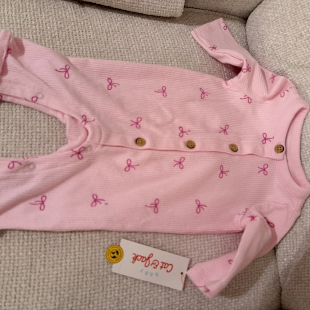 Cat & Jack Pink Bow Print Romper